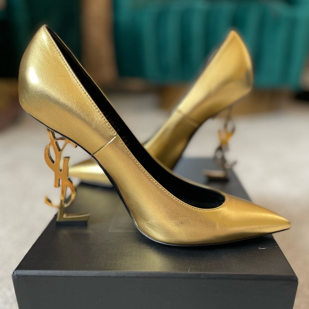 Saint Laurent Gold Opyum pumps 110 size 38.5